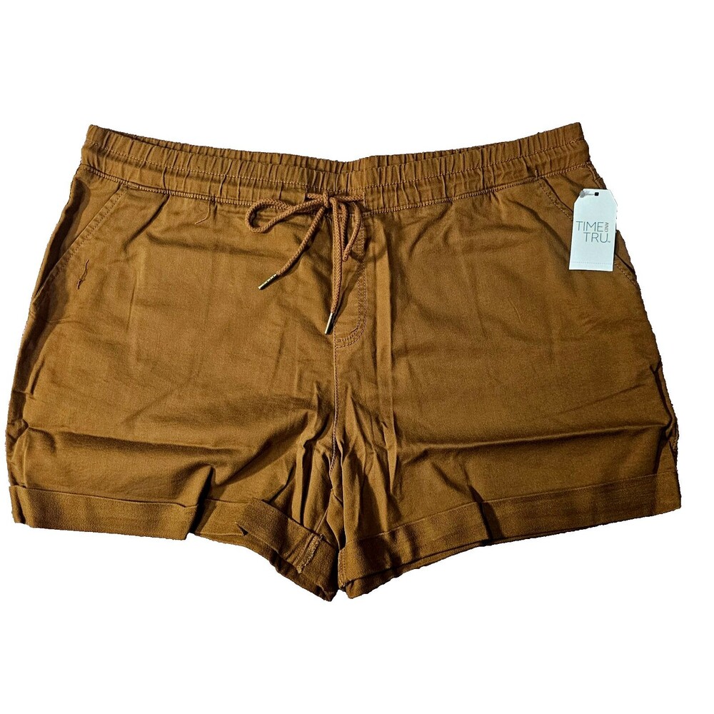 NWT Time And Tru Womens Brown Shorts Size XXL (20) Elastic Waist